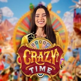 Crazy Time online game logo by Evolution on tikitakaspain.com